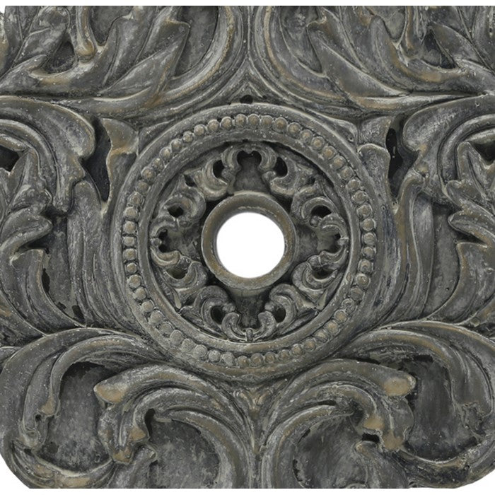 Decorative Cement Medallion with Metal Support and Base, Gray