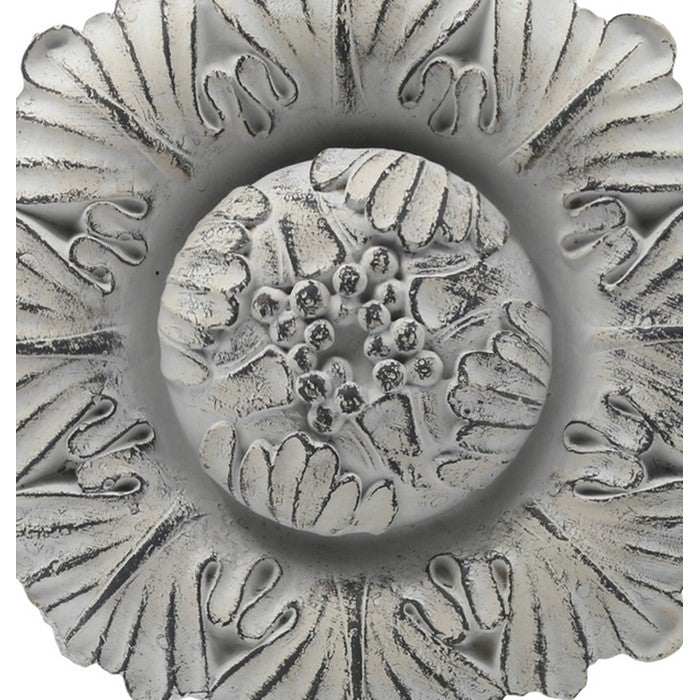 Cement Ornament of Floral Sunflower with Single Support Stand, Gray