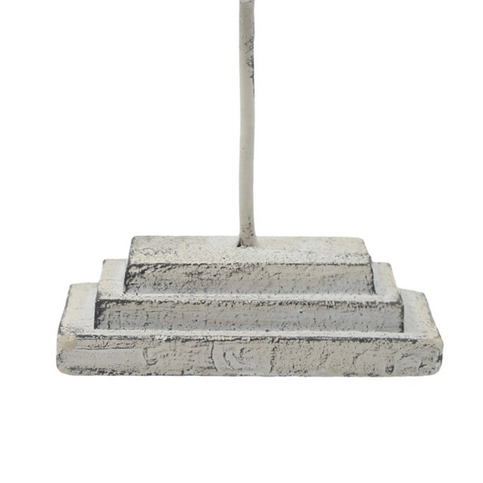 Cement Ornament of Floral Sunflower with Single Support Stand, Gray