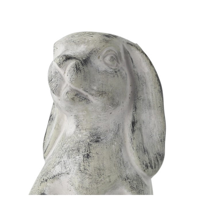 Cement Statue of Rabbit Standing Still with Soft Detailings, Gray