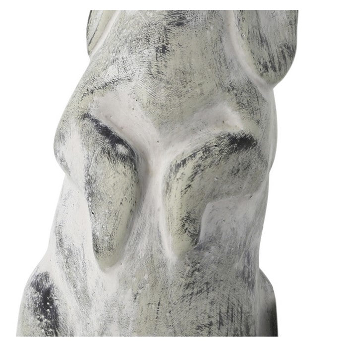 Cement Statue of Rabbit Standing Still with Soft Detailings, Gray