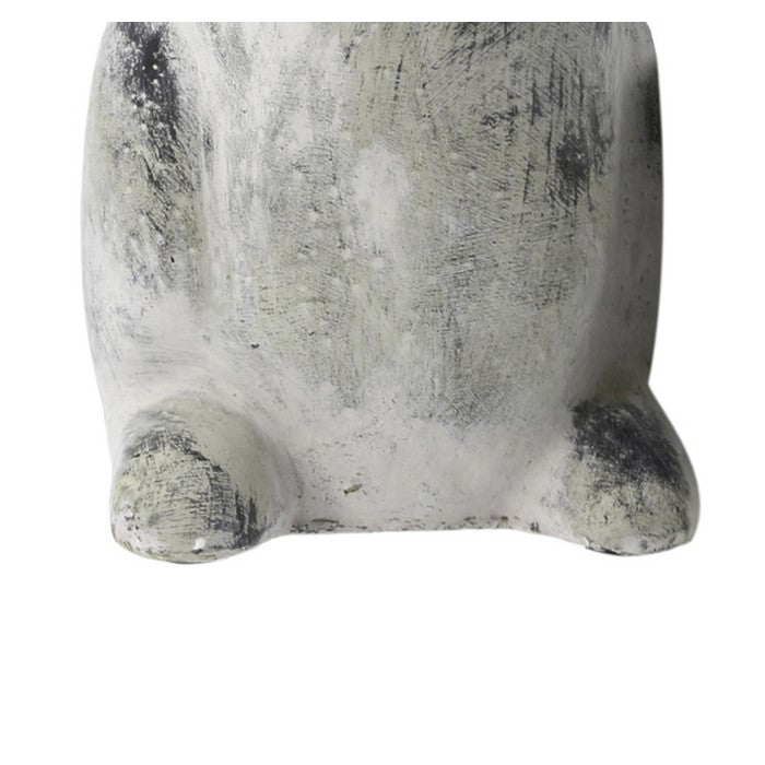 Cement Statue of Rabbit Standing Still with Soft Detailings, Gray