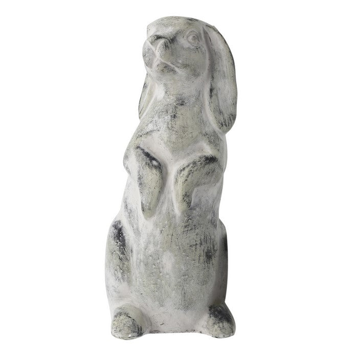 Cement Statue of Rabbit Standing Still with Soft Detailings, Gray