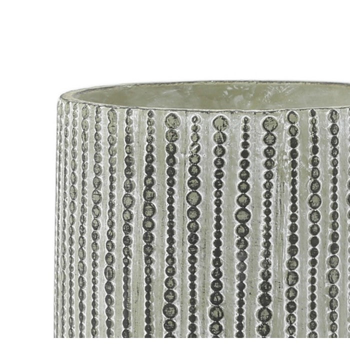 Cement Pot with Deep Storage and Vertical Bubble Patterns, Small, Gray