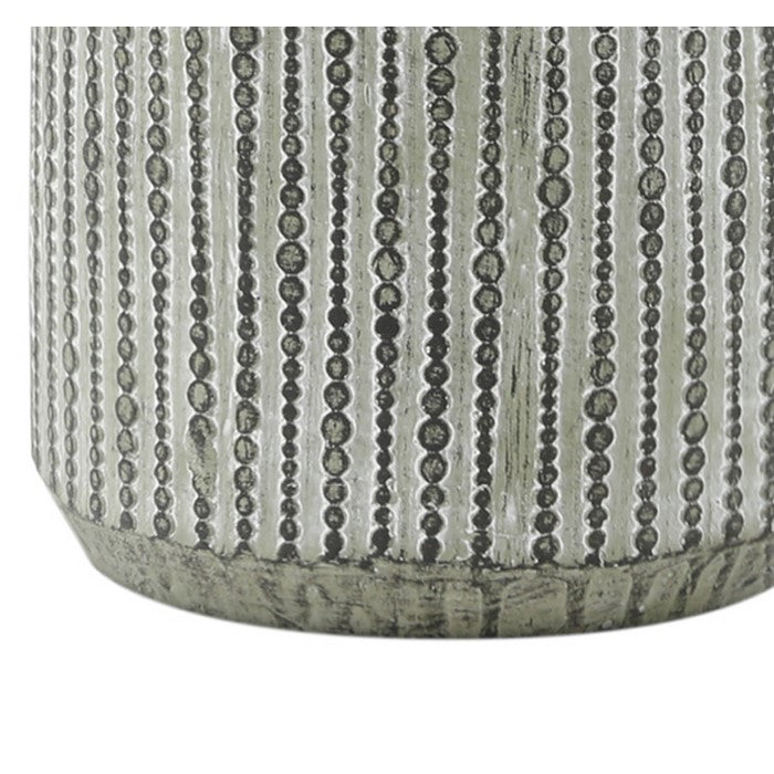 Cement Pot with Deep Storage and Vertical Bubble Patterns, Small, Gray