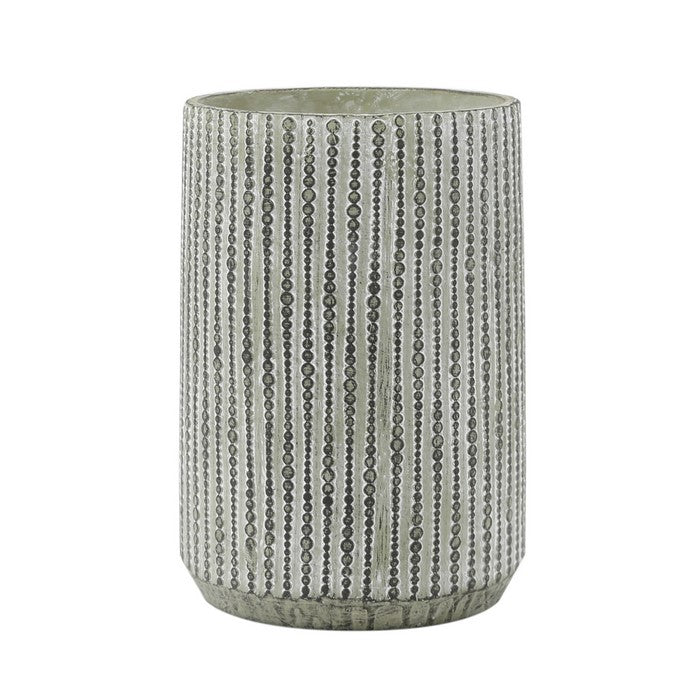 Cement Pot with Deep Storage and Vertical Bubble Patterns, Small, Gray