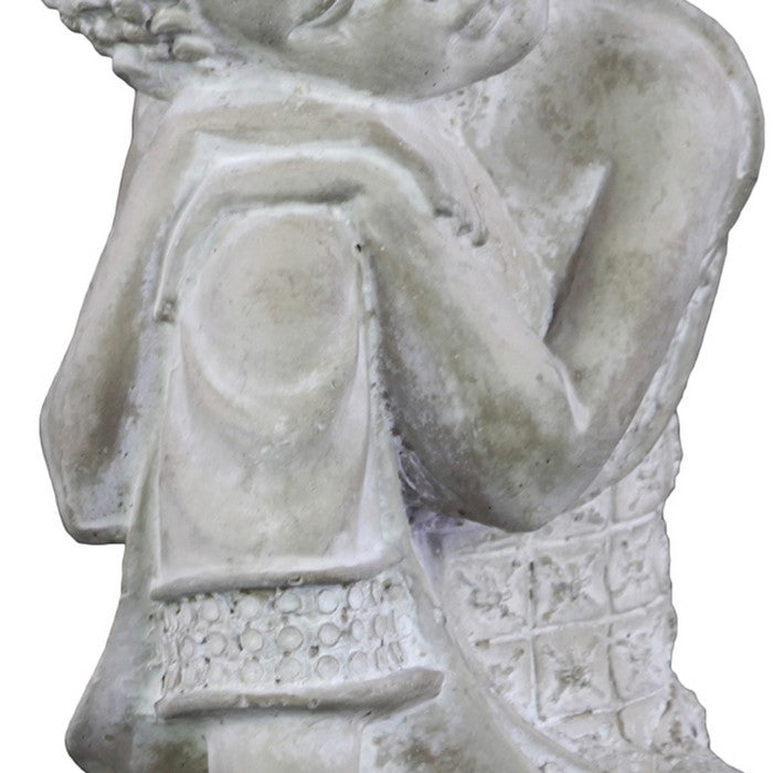 Cement Figurine of The Buddha with Resting Hands on Knee, Gray