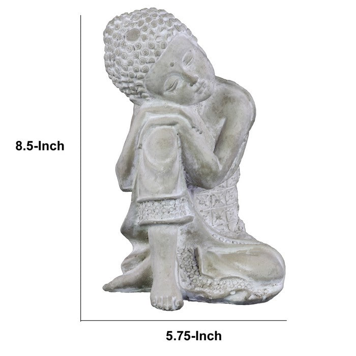 Cement Figurine of The Buddha with Resting Hands on Knee, Gray