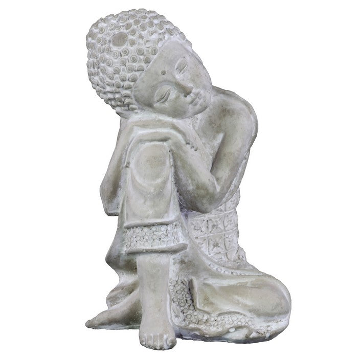 Cement Figurine of The Buddha with Resting Hands on Knee, Gray