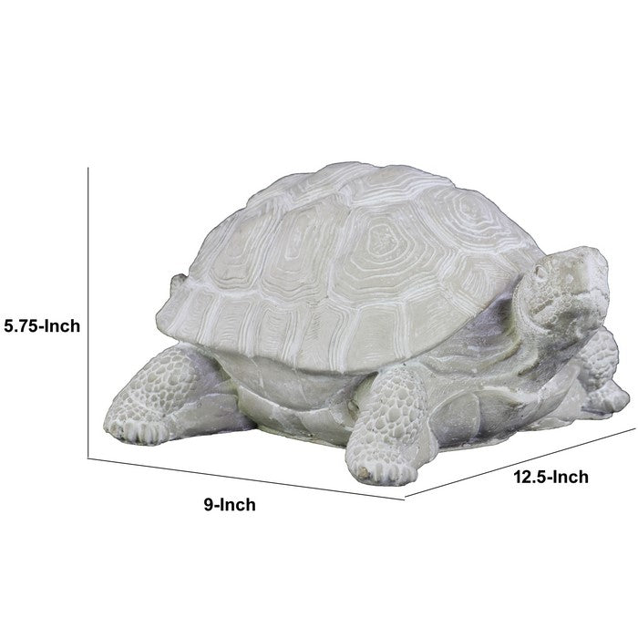 Cement Figurine of Turtle Facing Sideways in Concrete Finish, Gray