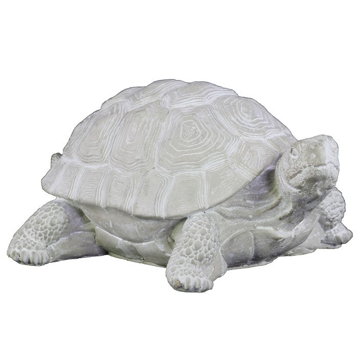 Cement Figurine of Turtle Facing Sideways in Concrete Finish, Gray