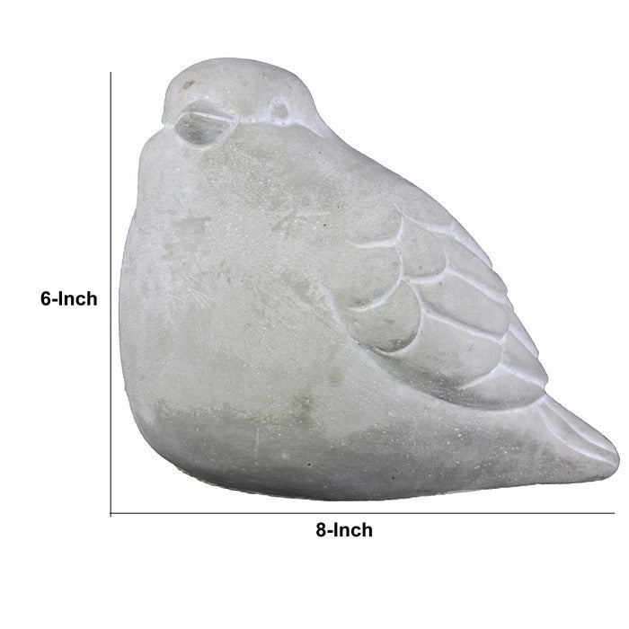Cement Figurine of Dove Facing Sideways and Sitting Still, Gray