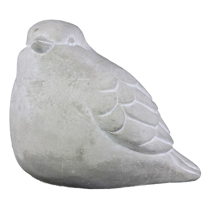 Cement Figurine of Dove Facing Sideways and Sitting Still, Gray