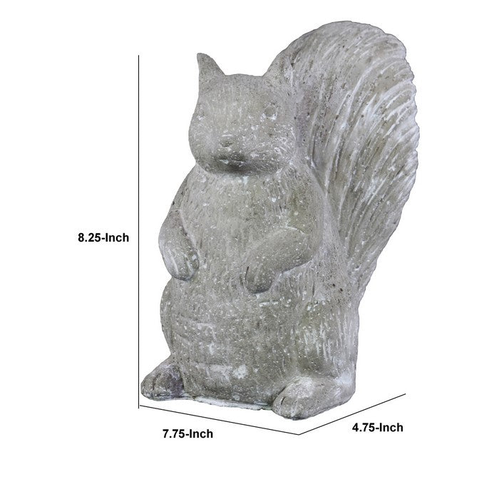 Cement Figurine of Squirrel Sitting Straight with Hands Unoccupied, Gray
