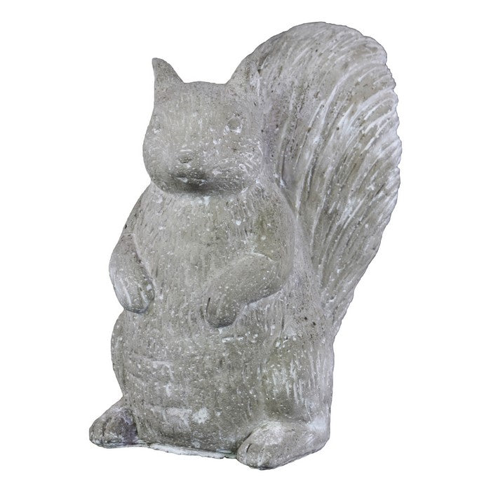 Cement Figurine of Squirrel Sitting Straight with Hands Unoccupied, Gray