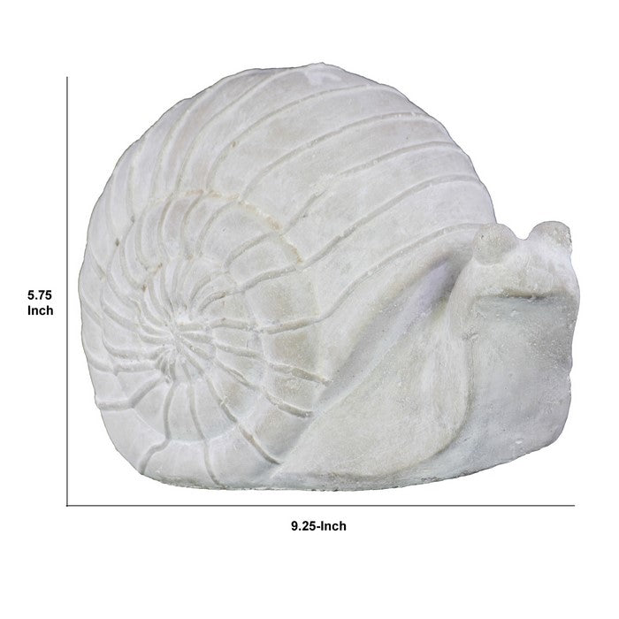 Cement Figurine of Snail Looking Straight with Washed Finish, Gray