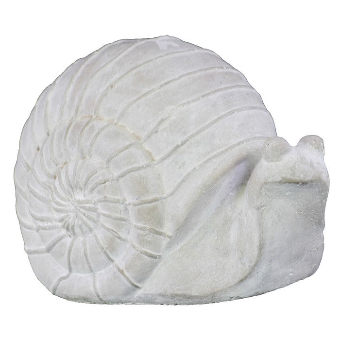Cement Figurine of Snail Looking Straight with Washed Finish, Gray
