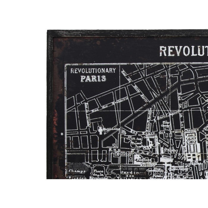 Wooden Giclee Printed Revolutionary Paris Frame with Distressed Look, Black