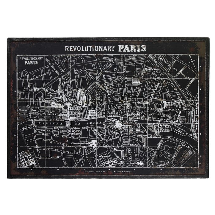 Wooden Giclee Printed Revolutionary Paris Frame with Distressed Look, Black