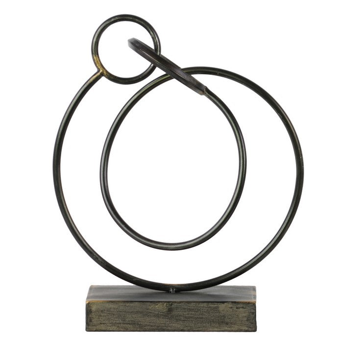 Metal Abstract Sculpture with Rectangular Base, Set of Two, Gray