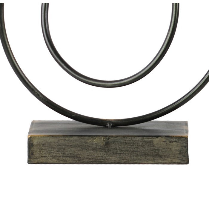 Metal Abstract Sculpture with Rectangular Base, Set of Two, Gray