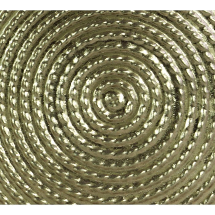 Disk Like Round Shape Metal Vase with Embedded Design, Gold