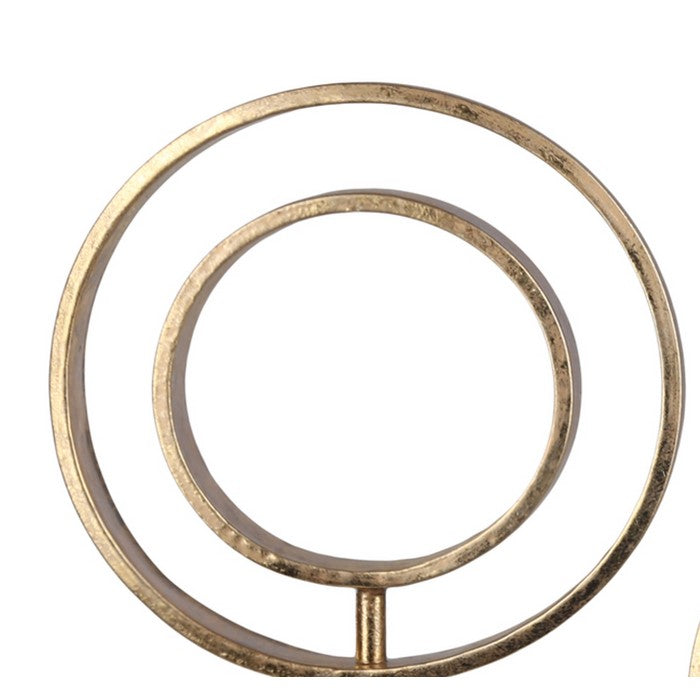 Metal Decor with Open Ring Design, Set of Two, Gold and Brown