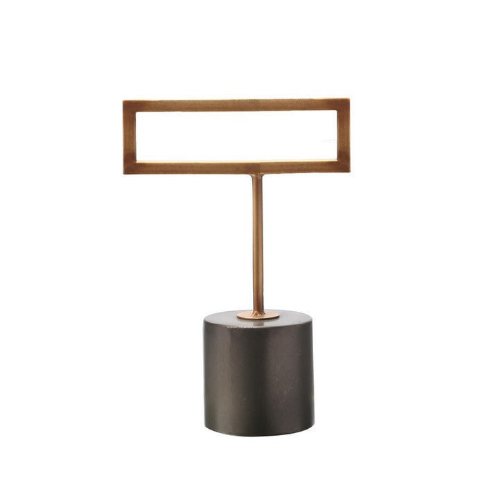 Metal Quadrilateral Decor with Round Base, Set of Three, Gold and Brown