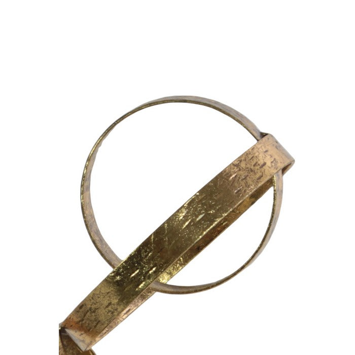 Abstract Sculpture with Cascading Circles on Round Base, Gold and Black