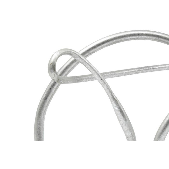 Abstract Sculpture in Pretzel Shape on Rectangular Base, Silver and Gray