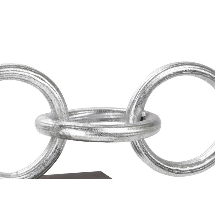 Metal Ring Chain with Horizontal Interlocking on Base, Gray and Silver
