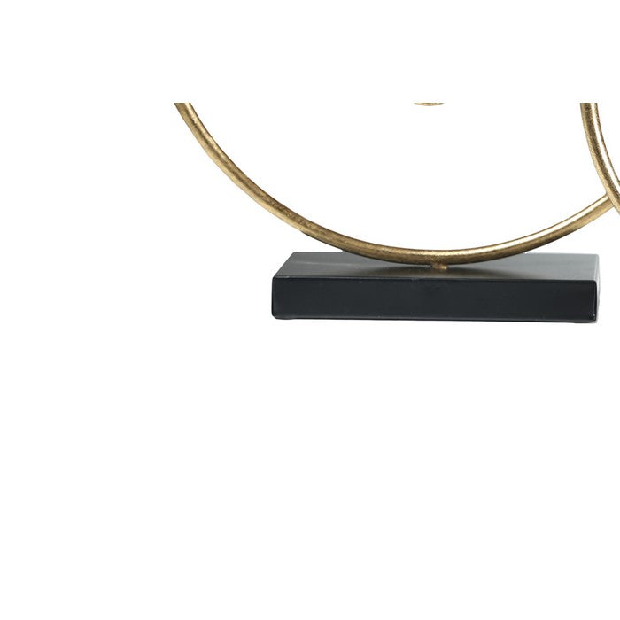 Abstract Metal Circle with Wire Tabletop Decor on Base, Black and Gold