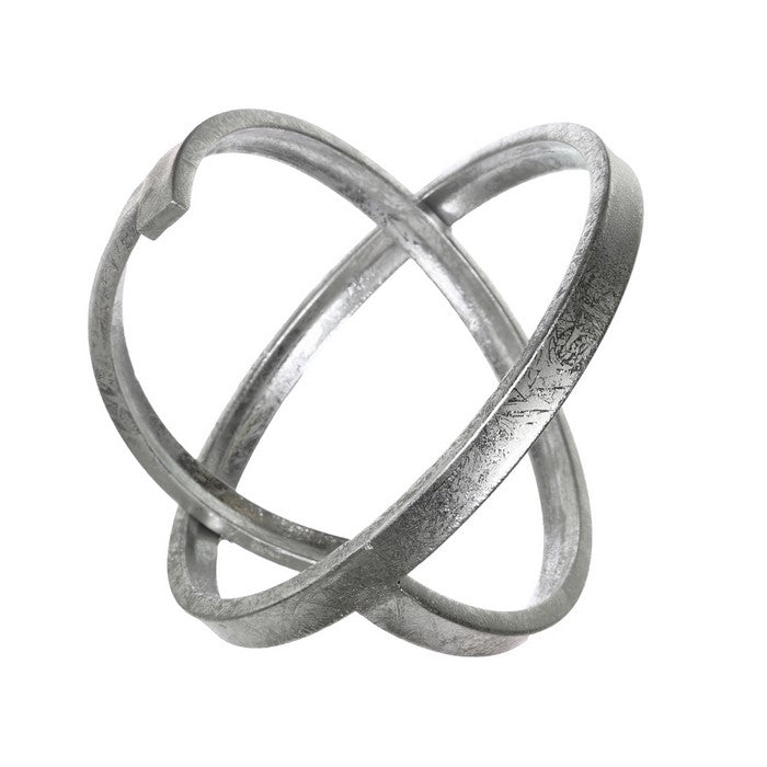 Metal Table Top Sculpture with Orb Design, Set of Three, Silver