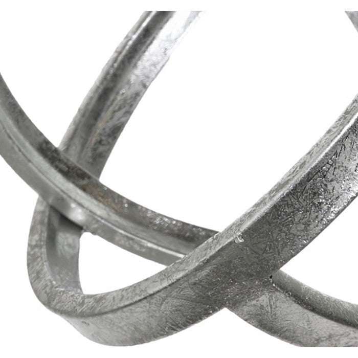 Metal Table Top Sculpture with Orb Design, Set of Three, Silver