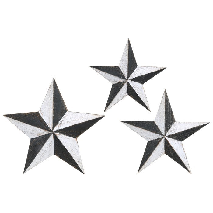 Metal 3D Star Wall Decor with Back Hanger, Set of Three , Gray