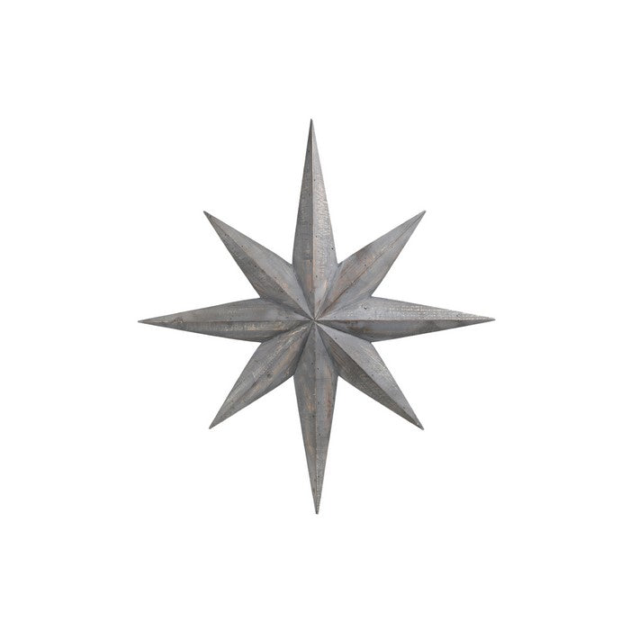 Wooden 3D Bursting Star Wall Decor with Back Hanger, Set of Two, Gray