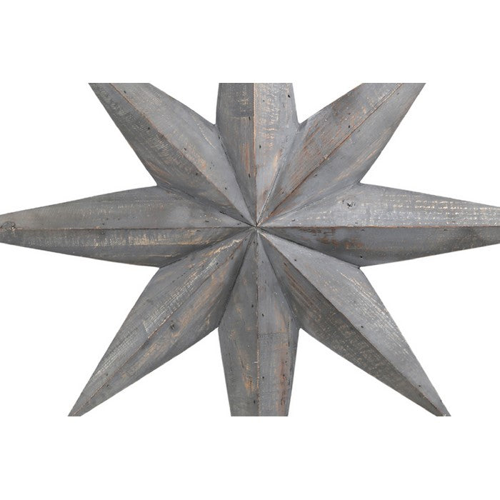 Wooden 3D Bursting Star Wall Decor with Back Hanger, Set of Two, Gray