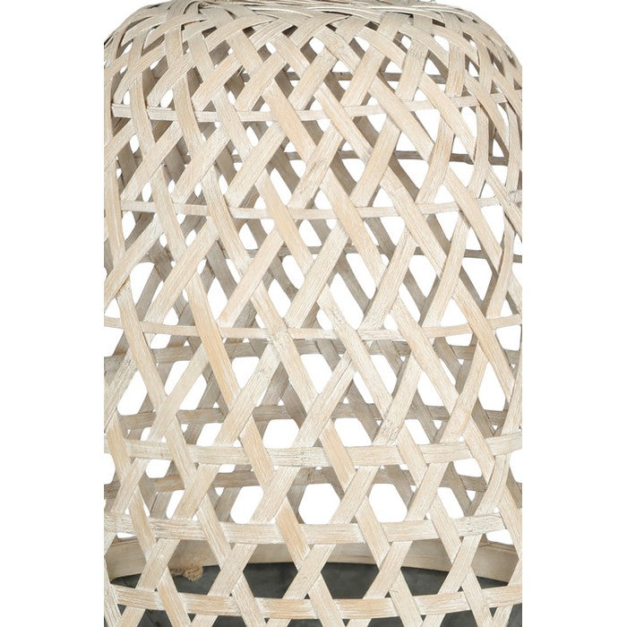 Bamboo Lantern with Hexagonal Lattice Body, Large, Brown and Gray