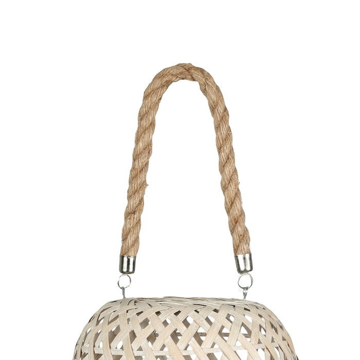 Bamboo Lantern with Hexagonal Lattice Body, Small, Brown and Gray