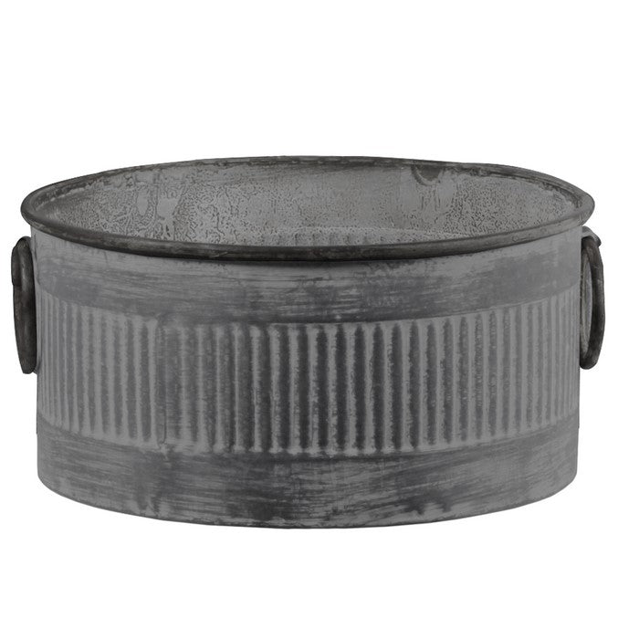 Round Shaped Zinc Storage Bin with Reeded Pattern, Set of 3, Gray