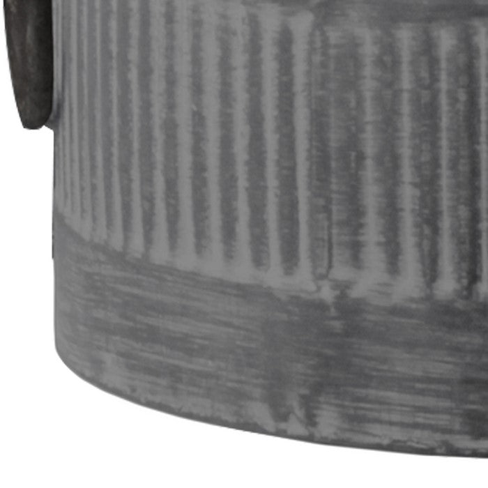 Round Shaped Zinc Storage Bin with Reeded Pattern, Set of 3, Gray