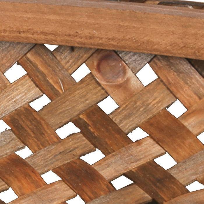 Classic Style Oval Tobacco Basket with Weave Pattern, Set of 3, Brown
