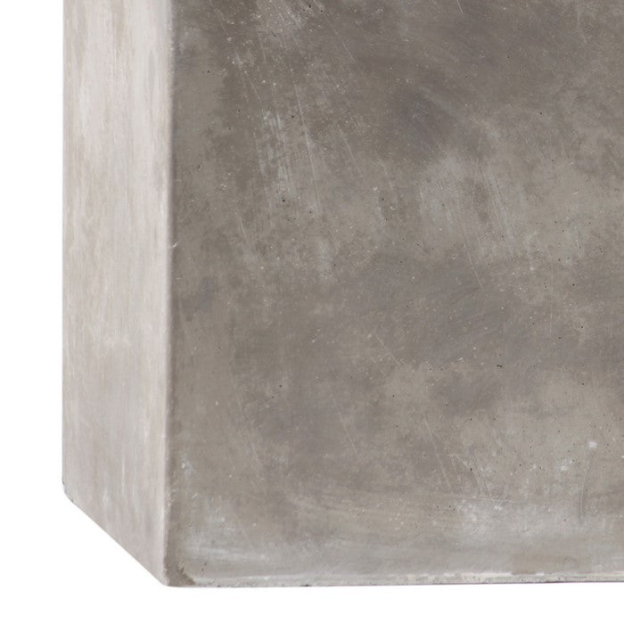 Traditional Style Square Shaped Cement Pot with Smooth Design, Gray