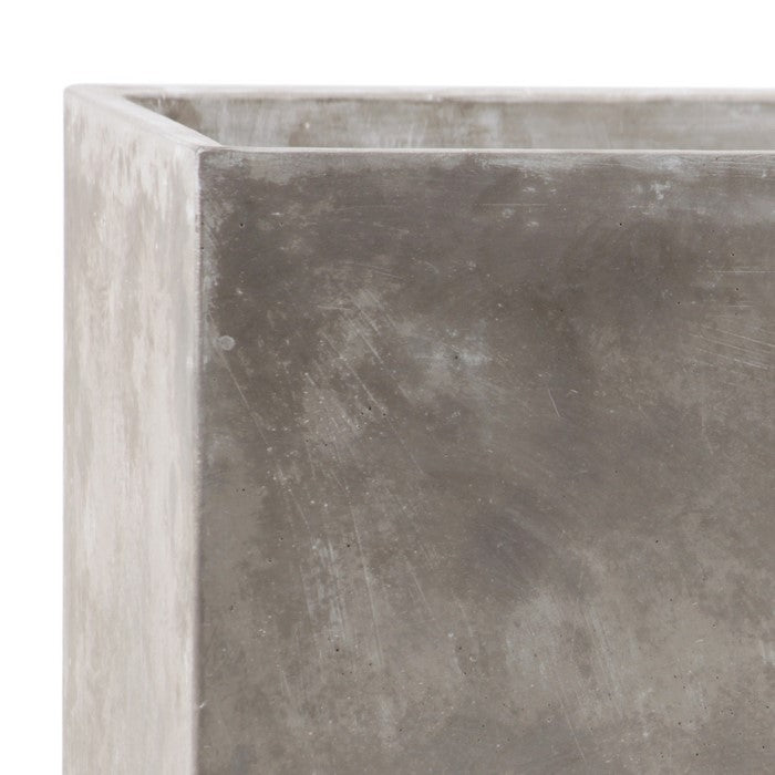 Traditional Style Square Shaped Cement Pot with Smooth Design, Gray