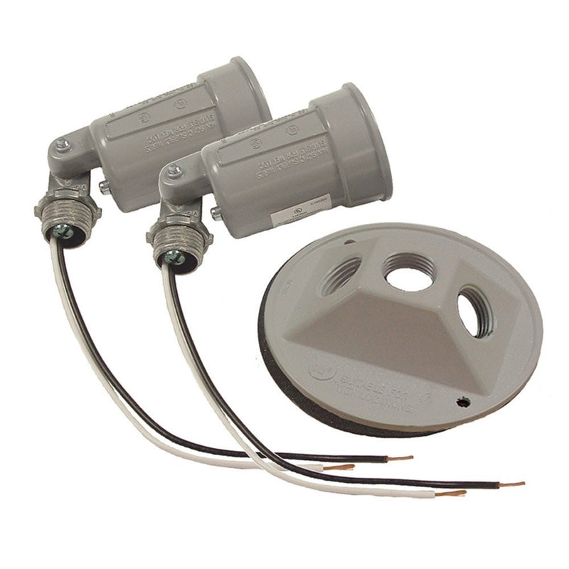 Hubbell-Bell 5625-0 4-Inch Round Cover and 2 Lampholders, Gray