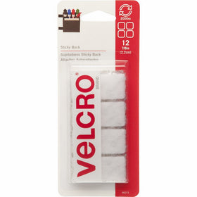 VELCRO Brand - Sticky Back - 7/8" Squares, 12 Sets - White