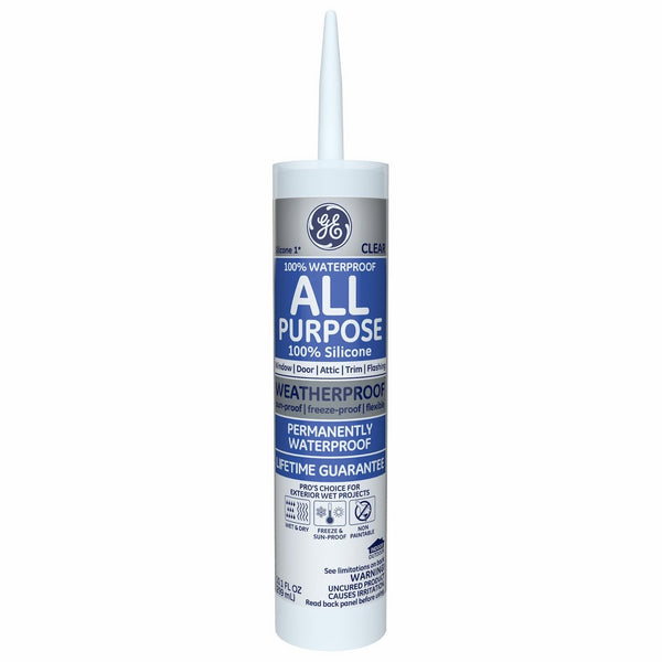 GE Silicone I All Purpose Caulk, 10.1 Oz. Tube, Clear, GE012A