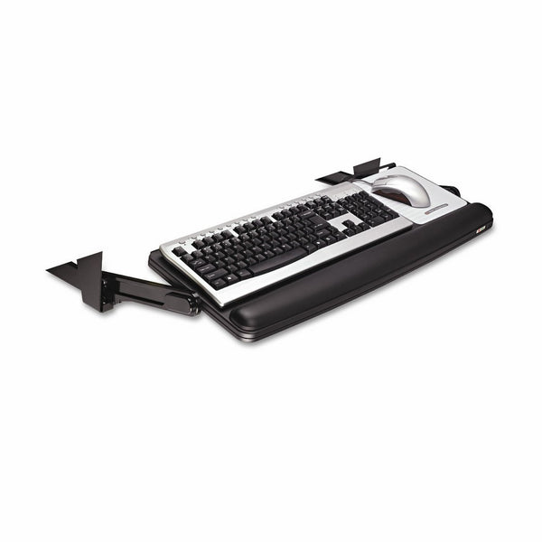 3M Under-Desk Keyboard Drawer, Height and Tilt Adjustable for Personal Fit, Wide Platform Places Keyboard and Mouse Together for Comfort, Gel Wrist Rest and Precise Mouse Pad Included, Black (KD90)