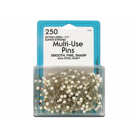 Collins Multi-Use White Head Pins Size 24 (Extra Long 1 1/2" (3.81cm) Super Strong, 250 Piece