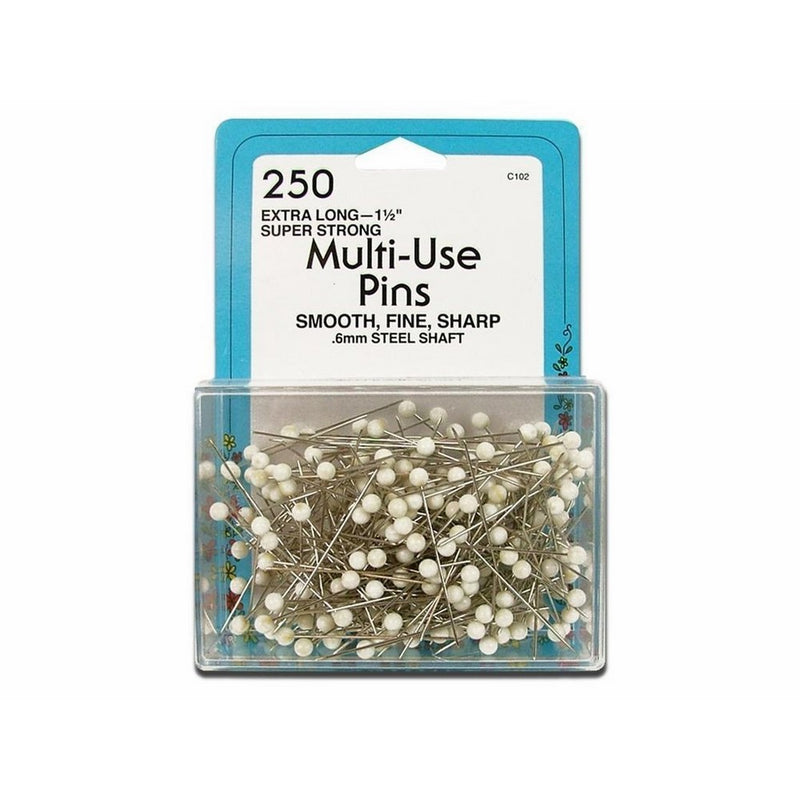 Collins Multi-Use White Head Pins Size 24 (Extra Long 1 1/2" (3.81cm) Super Strong, 250 Piece